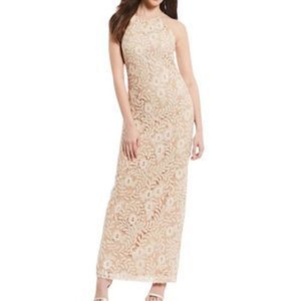 Camilla Illusion Lace Sequin Maxi Dress